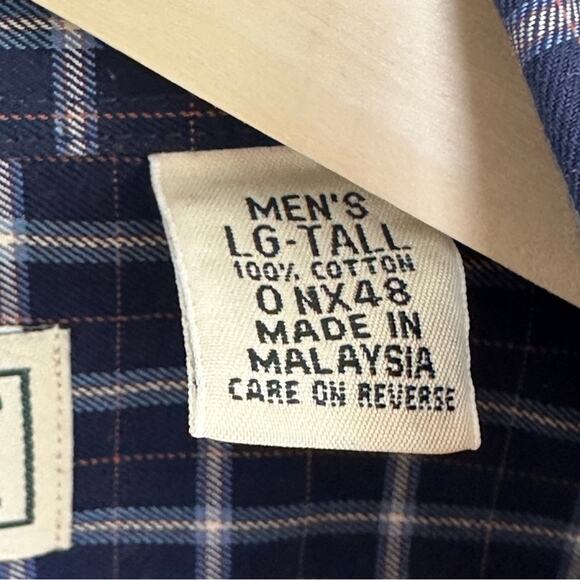 LL Bean Men’s Short Sleeve Cotton Plaid Shirt Large Tall EUC - Picture 11 of 11